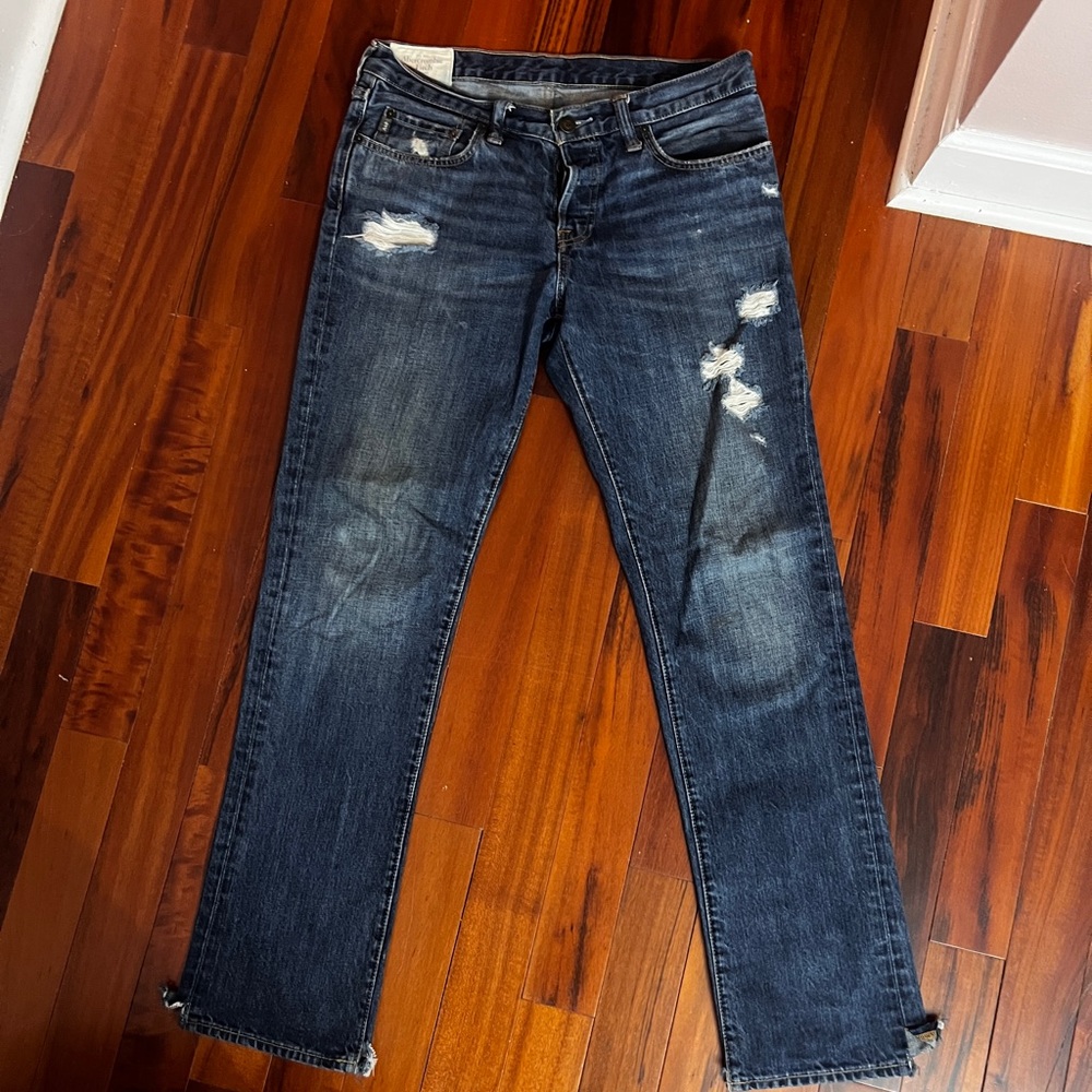 Abercrombie & Fitch Distressed Jeans 32x32 Dark Wash Straight Fit MENS